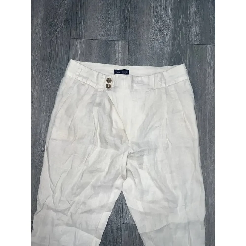 Peter Elliot Pants linen side button White Sz 44 A006993